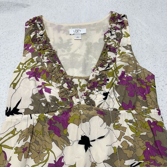 Ann Taylor LOFT Petites Women's 4P Silk Blend Floral A-Line Empire Waist Dress - Picture 2 of 11